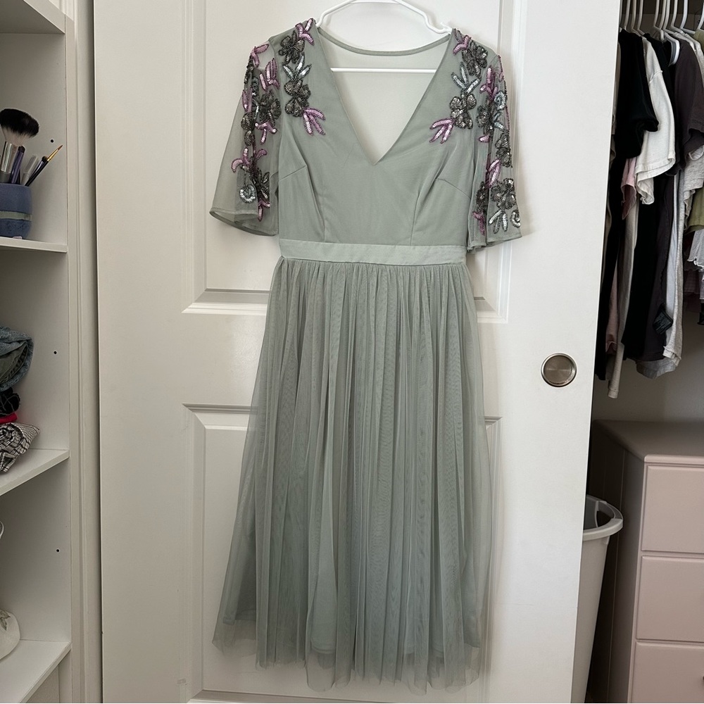ASOS green and purple dress